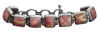 Exotic India Rhodochrosite Sterling Silver Bracelet