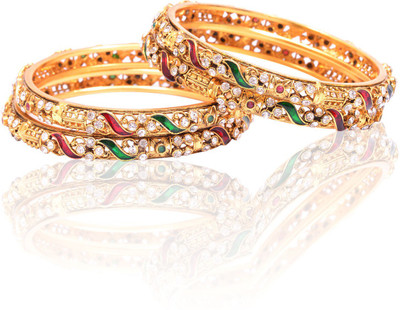 45% OFF on Rubera Faceted Alloy Cubic Zirconia Bangle Set Pack of 4