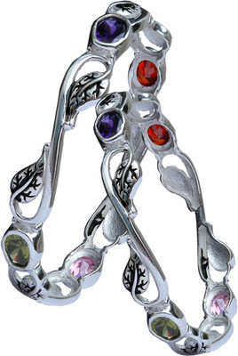 Aman Designer Party Wear Sterling Silver Bangle Set Pack of 2