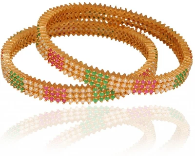 25% OFF on Rein Lifestyles Brass 8K Yellow Gold Plated Bangle Pack of 2