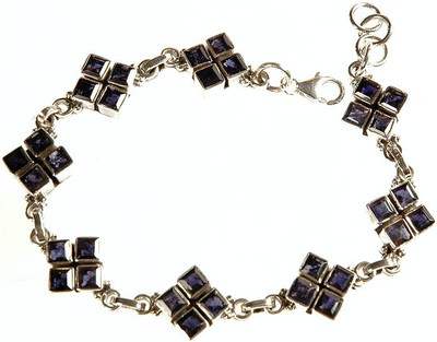 Exotic India Faceted Iolite Sterling Silver Bracelet
