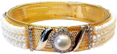 40% OFF on Sri Kapi Pearls royal natural pearls white single Alloy Yellow Gold Plated Bangle