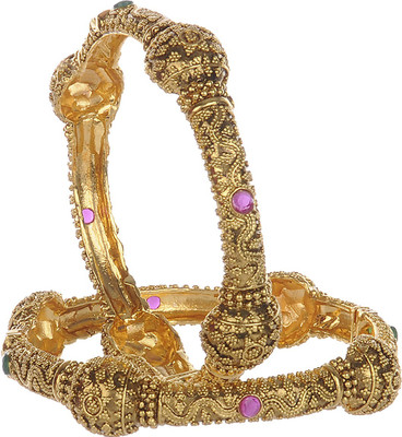 25% OFF on Treasure Trove Royal Collection Silver Zircon Yellow Gold Plated Bangle Set Pack of 2