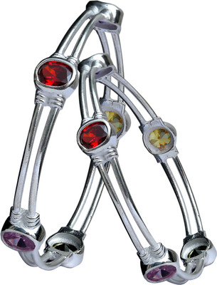 Aman Surprising Party Wear Sterling Silver Bangle Set Pack of 2