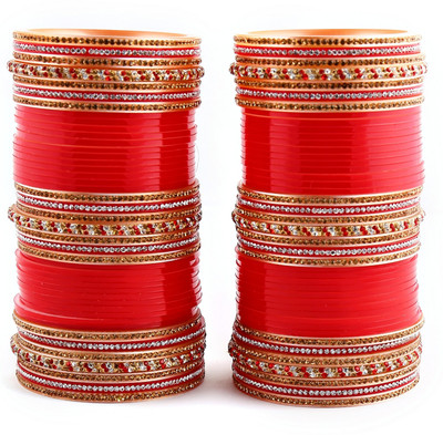 40% OFF on Lucky Jewellery Punjabi Bridal Choora Full Two Hands Acrylic Bangle Set Pack of 50