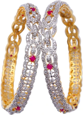 16% OFF on Swarnaratnam Princess Delight Silver Rhodium Plated Bangle Set Pack of 2