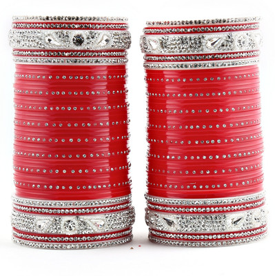 40% OFF on Lucky Jewellery Punjabi Bridal Choora Full Two Hands Acrylic Bangle Set Pack of 67