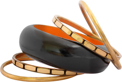 68% OFF on Luxor Joyful Love Art Alloy Yellow Gold Plated Bangle Set Pack of 5