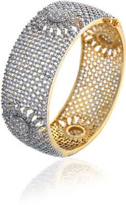60% OFF on Alysa Karmita Alloy, Silver Cubic Zirconia 18K Yellow Gold, Rhodium Plated Bangle