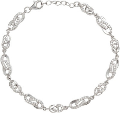 30% OFF on GemLN India Sparkle Braid Sterling Silver Rhodium Plating Bracelet