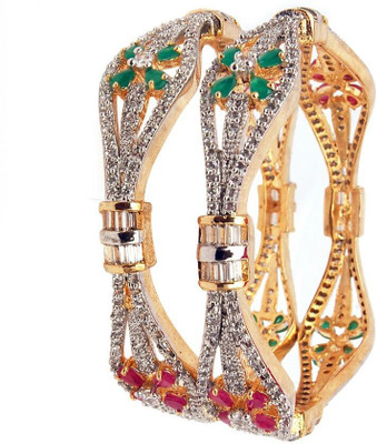 42% OFF on Guruji Fashion Queens Delight Alloy 18K Yellow Gold Plated Bangle Set Pack of 2