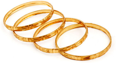 39% OFF on Ethnic Jewels Brass 14K Yellow Gold Plated Bangle Set Pack of 4