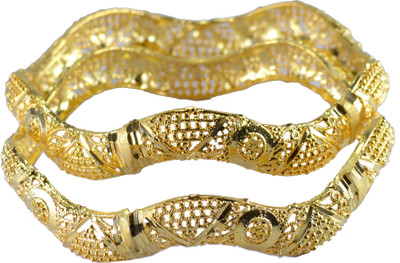 59% OFF on Pearl Paradise Designer collection for women Alloy Yellow Gold Plated Bangle Set Pack of 2