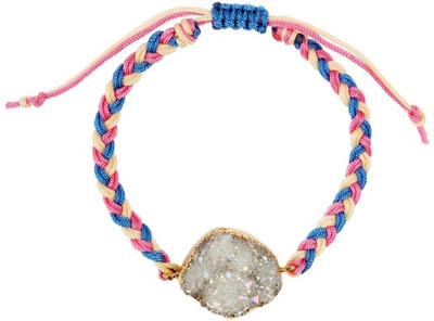 54% OFF on Ivory Tag Braided Druzy Pink Brass Brass Plated Bracelet