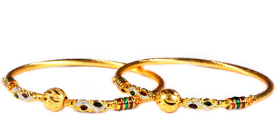 76% OFF on Luxor Plated Thin Brass Bangle Pack of 2