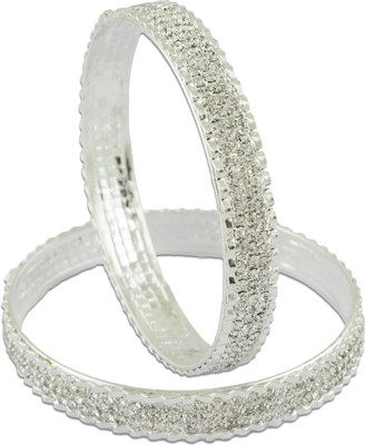66% OFF on R18Jewels-Fashion&U Glittering Sparkling Metal Crystal Bangle Set Pack of 2