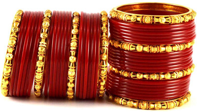 11% OFF on Vidhya Kangan Red Brass Crystal Rhodium Plated Bangle Set Pack of 44