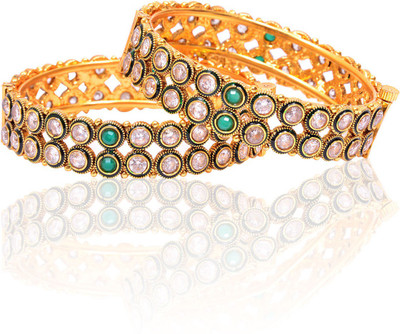44% OFF on Rubera Charming Alloy Cubic Zirconia Bangle Set Pack of 2