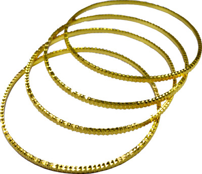 40% OFF on Pearl Paradise Party Wear Design Alloy Yellow Gold Plated Bangle Set Pack of 4