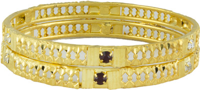 60% OFF on Tanya Fashion Jewelry Heart Gold Color Metal Bangle Set Pack of 2