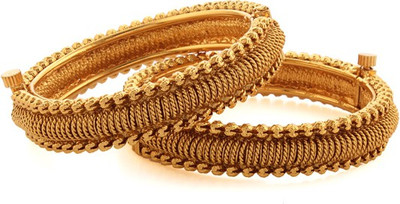 Panjarat Impact Gold Plated Antique Alloy Crystal Yellow Gold Plated Bangle Set Pack of 2