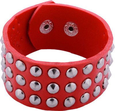 44% OFF on FashionFundamentals Broad Three Layered Studed Leather Bracelet