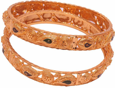 31% OFF on PFJ PFJ0012 Brass, Copper 24K Yellow Gold Plated Bangle Set Pack of 2