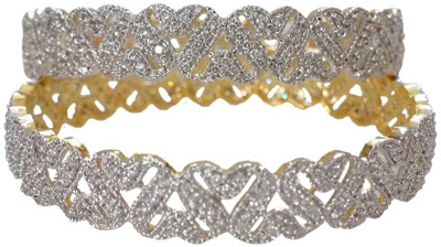 20% OFF on Sheetal Jewellery Brass, Alloy Cubic Zirconia Yellow Gold Plated 18 Bangle Set Pack of 2