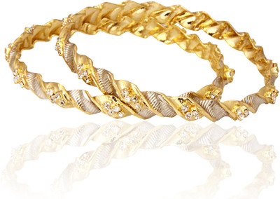 43% OFF on Rein Lifestyles Brass 8K Yellow Gold Plated Bangle Pack of 2