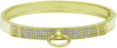 30% OFF on Gemtogems Dazzling Yellow Sterling Silver Cubic Zirconia Yellow Gold Plated Bangle
