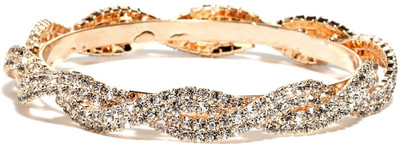 Bindhani Pink Gold Alloy Cubic Zirconia 10K White Gold Plated Bangle Bindhani Pink Gold Alloy Cubic Zirconia 10K White Gold Plated Bangle