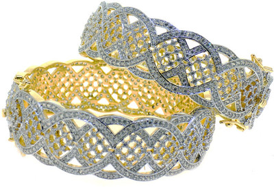 45% OFF on Aabhushan Jewels Alloy Cubic Zirconia Rhodium Plated Bangle Set Pack of 2