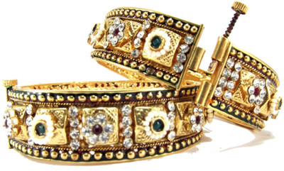 50% OFF on Aria Alloy Cubic Zirconia 18K Rose Gold Plated 18 Bangle Set Pack of 2