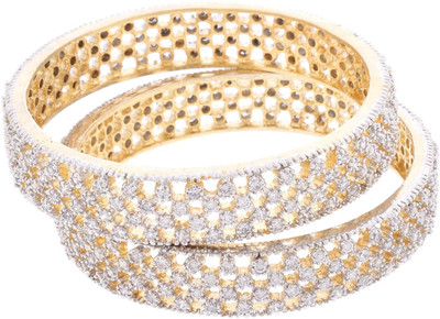 58% OFF on Signature Collection Jewelry Wedding Occasion Alloy Cubic Zirconia 18K Yellow Gold Plated Bangle Set Pack of 2