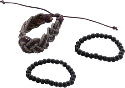 42% OFF on FashionFundamentals Roughed Leather Bracelet Set Pack of 3