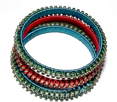 36% OFF on Laron Handicrafts Green n Red Threaded And Studed Silk Dori Bangle Set Pack of 3