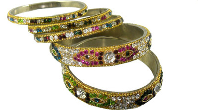 65% OFF on Abqa Hydrabadi Bangle Womens Delight Lac Zircon Bangle Set Pack of 6