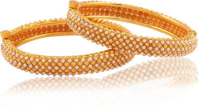 28% OFF on Adwitiya Collection Wedding Delight Copper Pearl 22K Yellow Gold Plated Bangle Set Pack of 2 28% OFF on Adwitiya Collection Wedding Delight Copper Pearl 22K Yellow Gold Plated Bangle Set Pack of 2