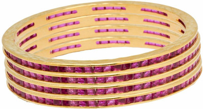83% OFF on YugshaJewels Elegant YJB-55 Brass Ruby, Cubic Zirconia 18K Yellow Gold Plated Bangle Set Pack of 4