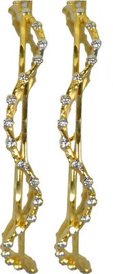 33% OFF on Pearl Paradise Spirals Alloy Yellow Gold Plated Bangle Set Pack of 2