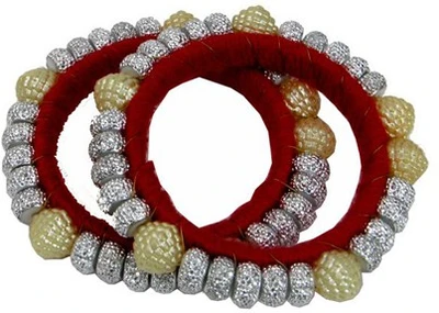 60% OFF on Ratnakar Zari Ball With Pearl Ball Alloy Yellow Gold Plated Bangle Set Pack of 2