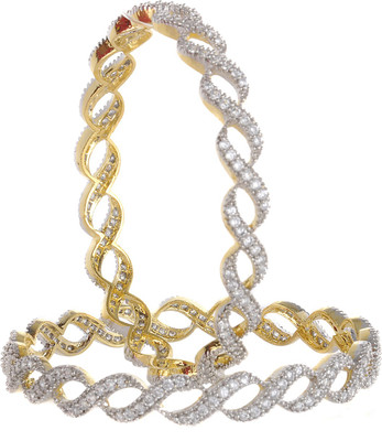 25% OFF on Treasure Trove Royal Collection Silver Zircon Yellow Gold Plated Bangle Set Pack of 2 25% OFF on Treasure Trove Royal Collection Silver Zircon Yellow Gold Plated Bangle Set Pack of 2