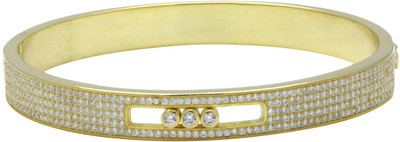30% OFF on Gemtogems Three Accents Sterling Silver Cubic Zirconia Yellow Gold Plated Bangle