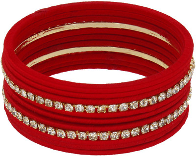 40% OFF on Laron Handicrafts Hot Red Threaded And Studed Silk Dori Bangle Set Pack of 11