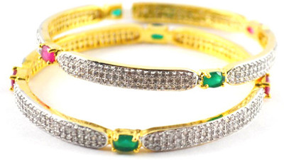 55% OFF on Affinity Alloy Cubic Zirconia 18K Yellow Gold Plated Bangle Set Pack of 2 55% OFF on Affinity Alloy Cubic Zirconia 18K Yellow Gold Plated Bangle Set Pack of 2
