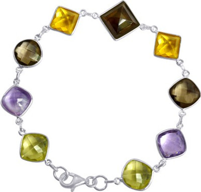 50% OFF on Arsh Crown Sky Dominion BR1262 Sterling Silver Quartz, Citrine, Amethyst Sterling Silver Plated Bracelet