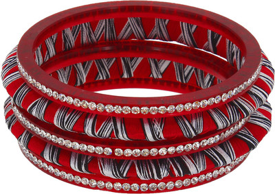 44% OFF on Laron Handicrafts Sparkling Red Threaded And Studed Silk Dori Bangle Set Pack of 5