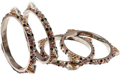 54% OFF on Jewar Mandi Latest Jewellery Alloy Cubic Zirconia Rhodium Plated Bangle Set Pack of 4