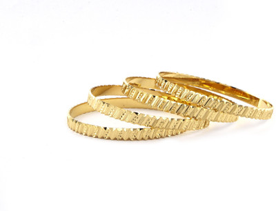 Senorita Superior Brass Yellow Gold Plated Bangle Set Pack of 4 Senorita Superior Brass Yellow Gold Plated Bangle Set Pack of 4