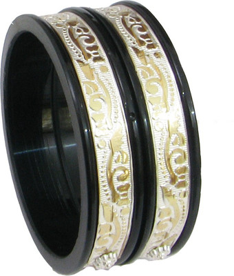 60% OFF on Ratnakar Silver & Black Combination Acrylic Yellow Gold Plated Bangle Set Pack of 2